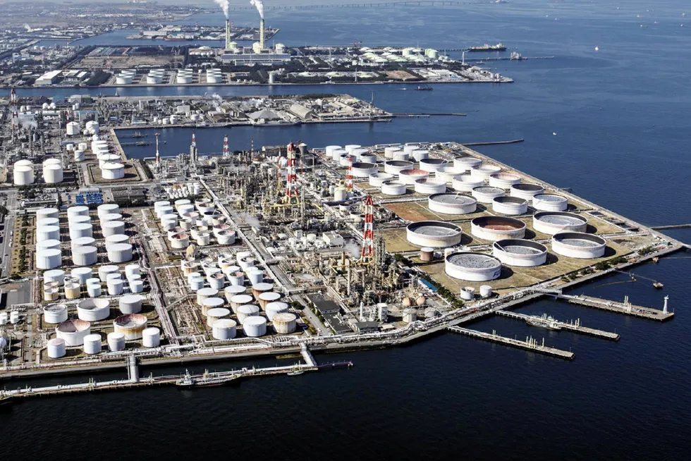 The Sodegaura oil refinery on the edge of Tokyo Bay, where the ammonia will be burned to produce power.