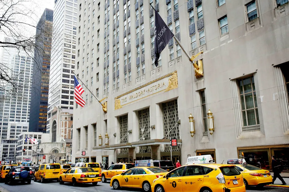 Luksushotellet Waldorf-Astoria i New York ble kjøpt av Anbang i 2014 for 1,95 milliarder dollar. Foto: Kathy Willens/AP/NTB Scanpix