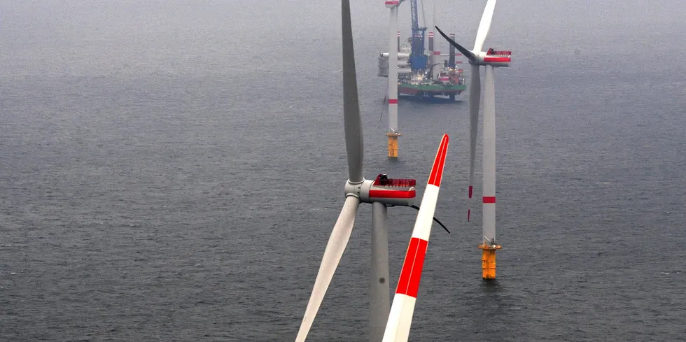 RWE's Kaskasi wind project in German North Sea during construction last year