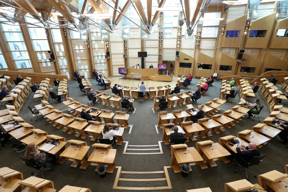 Debate: the Scottish Parliament at Holyrood in Edinburgh