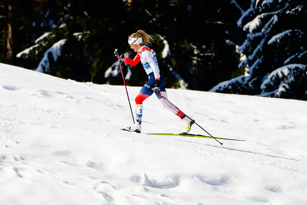 Therese Johaug under langrenn 30 km klassisk for kvinner under VM på ski 2021 i Oberstdorf, Tyskland, en gren innsenderen ikke vil avvikle.