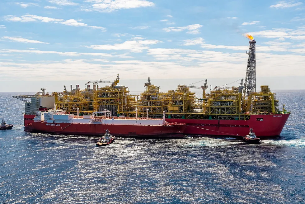 Firing up?: Shell’s Prelude FLNG facility offshore Australia.