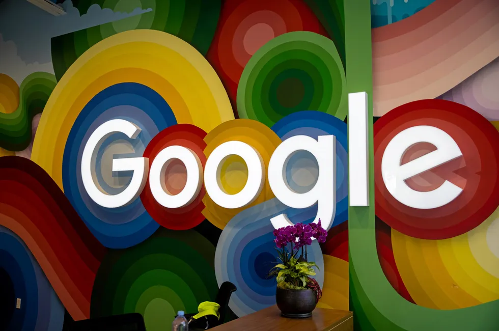 Google logo at its Mountain View HQ, California.