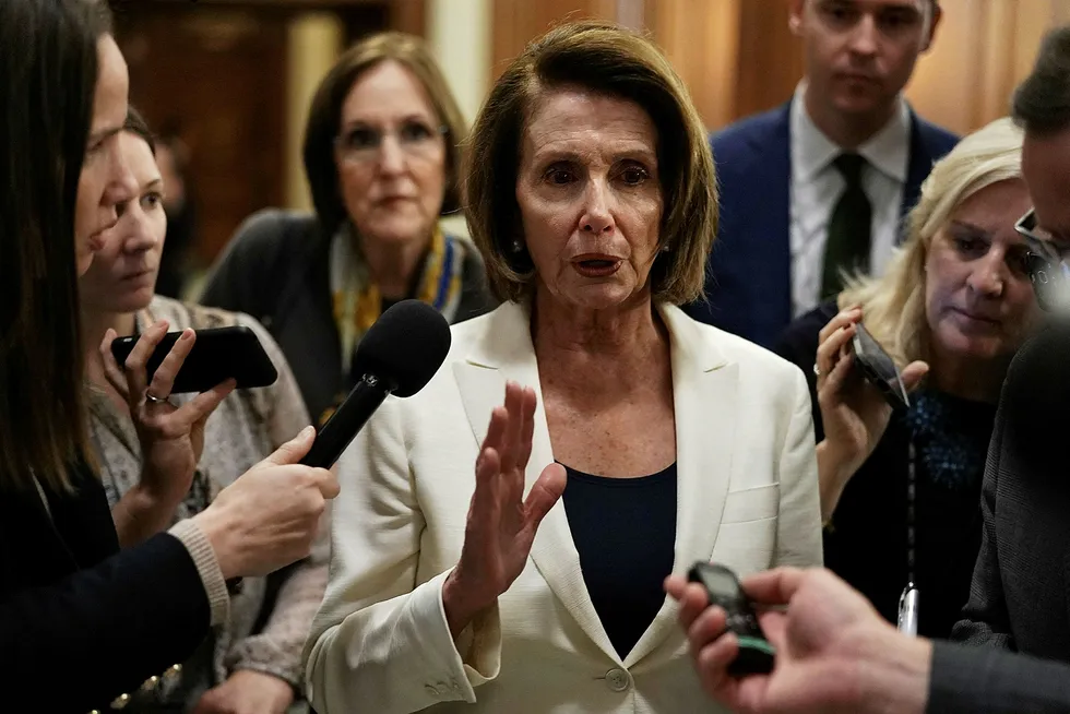 Demokratenes mindretallsleder i Representantenes hus, Nancy Pelosi, satte talerekord onsdag. Foto: Alex Wong/Getty Images/AFP/NTB Scanpix