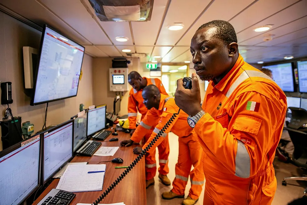 Rig call: the operations room at Eni's Armada Olombendo (East Hub) FPSO project off Angola