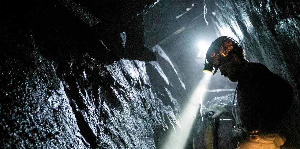 A US coal miner at work.