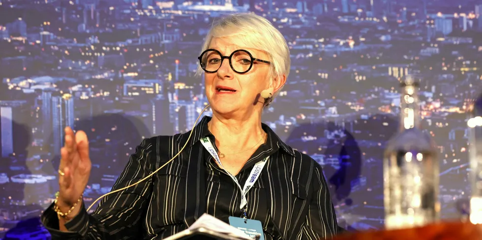 Nina Skorupska, former chief executive of the Association for Renewable Energy & Clean Technology, speaking at the Upstream & Recharge Energy Transition Forum 2024 in London on Tuesday.