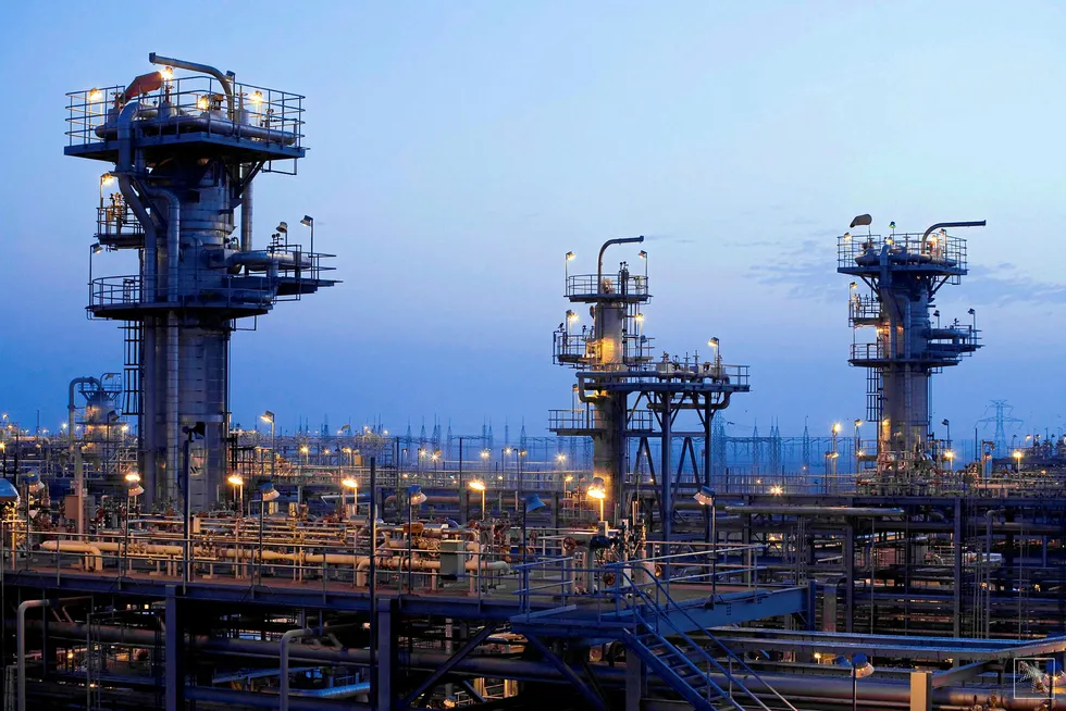 Oil price shock: the Haradh gas plant, located at the southern tip of the Ghawar oilfield, the largest conventional oilfield in the world