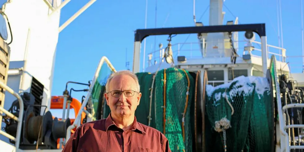 Havforsker og toktleder Knut Korsbrekke til kai med «Johan Hjort» og skreitoktet 2018 på Myre i Vesterålen. Foto: Silje Helene Nilsen