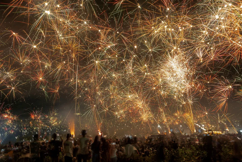 New Year's Eve celebrations in Palu, Central Sulawesi province, Indonesia.