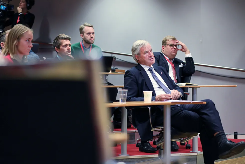 Norwegian-sjef Bjørn Kjos under flyselskapets kvartalspresentasjon torsdag.