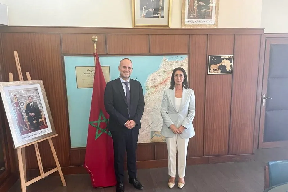 Pipeline agreement: Pierre Raillard, Chariot’s Morocco country manager, and Amina Benkhadra, general direct of Morocco’s state oil company ONHYM, signed deal in Rabat last week