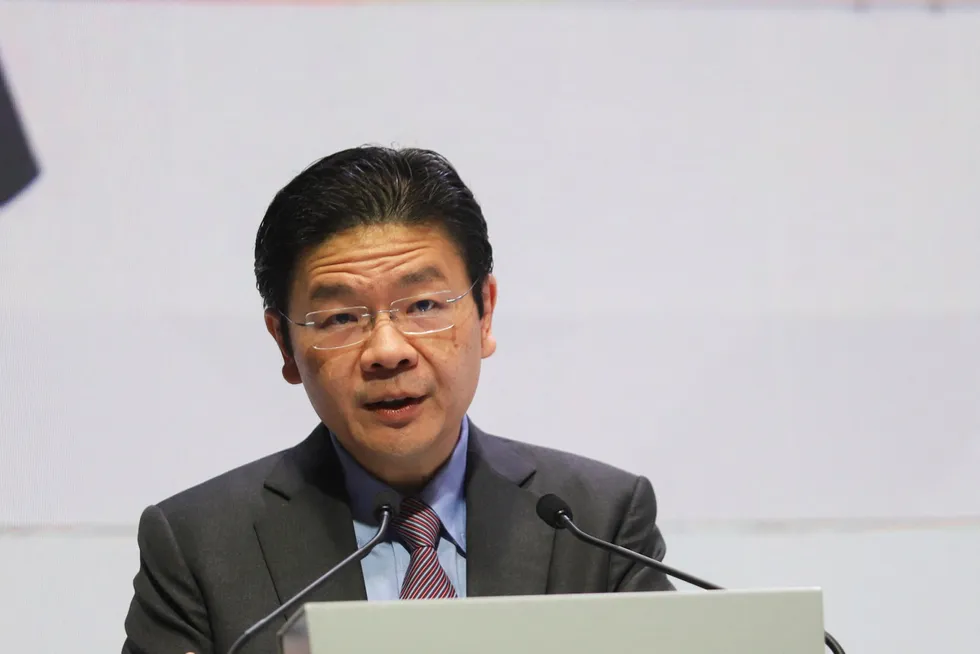 Address: Singapore's Deputy Prime Minister Lawrence Wong delivers the Singapore Energy Lecture during the 15th Singapore International Energy Week.