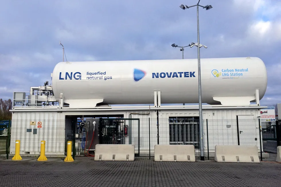 LNG lift: a trial LNG retail fuel station in Rostock, Germany that is operated by Russian gas independent Novatek