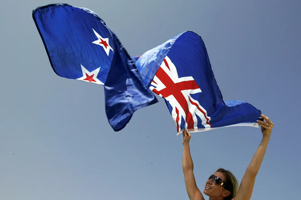 Happiness is: waving the New Zealand flag