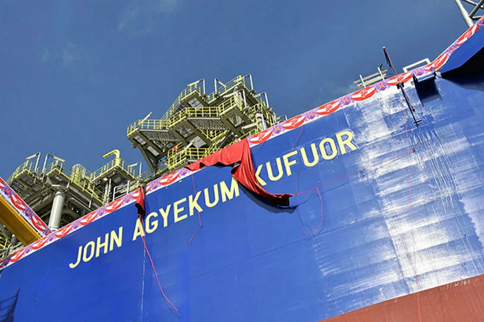 Financing sorted: the John Agyekum Kufuor FPSO before sailing to Eni's Sankofa-Gye Nyame field on the Offshore Cape Three Points project