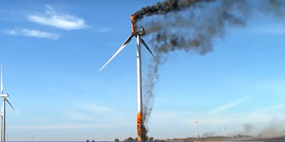 . turbine fire in Iowa.