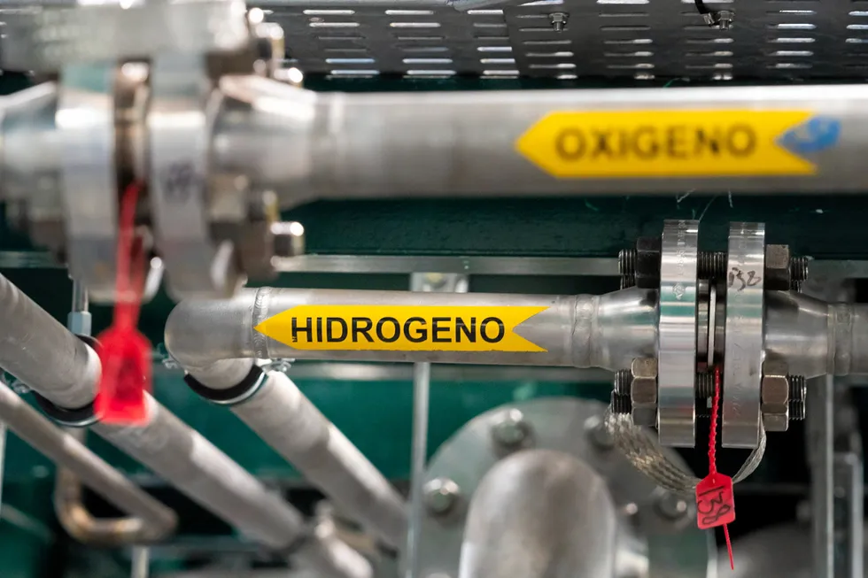 Hydrogen and oxygen separator pipes at Repsol's 2.5MW green hydrogen pilot project in Bilbao