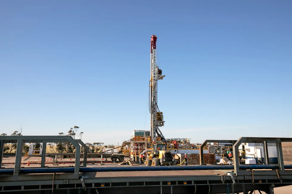 Drilling at the Ramsay 1 natural hydrogen exploration well in South Australia.