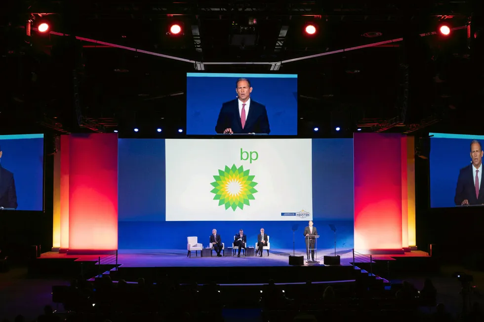 Onstage: David Lawler, head of BP America addresses a debate on innovative energy solutions at the 23rd WPC in Houston