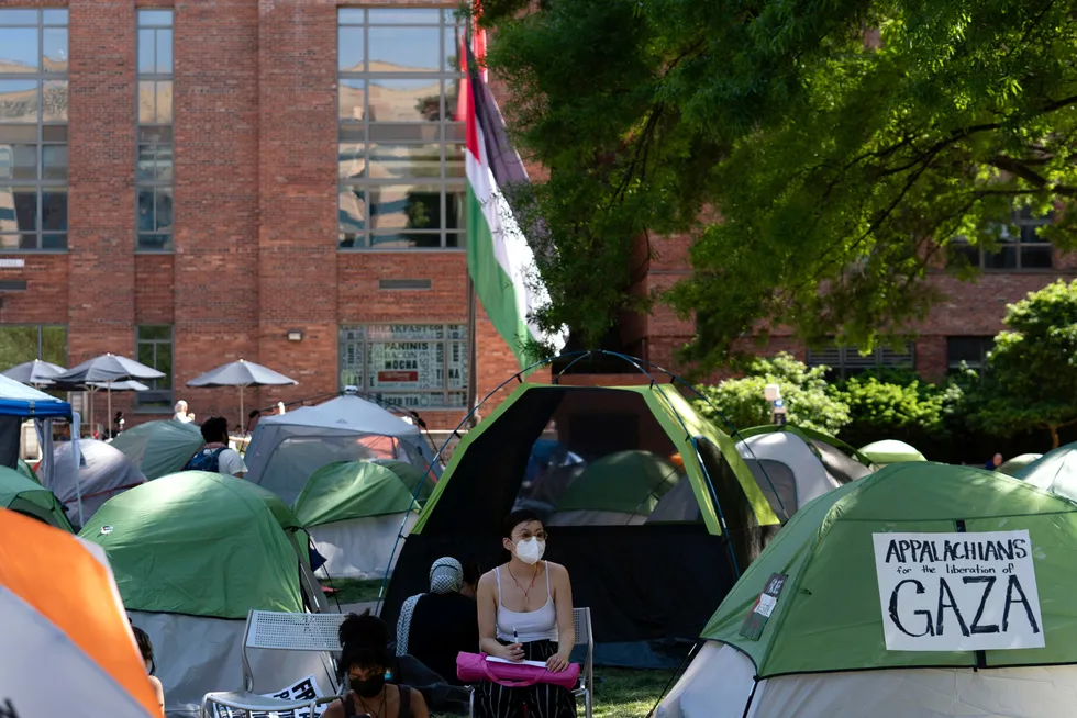 Også George Washington University i Washington, DC, er omfattet av store demonstrasjoner for Gaza.