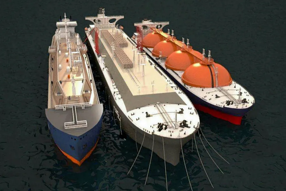 Contract: artist's impression of two FSUs under construction as Daewoo for Novatek’s LNG project in Russia's far east