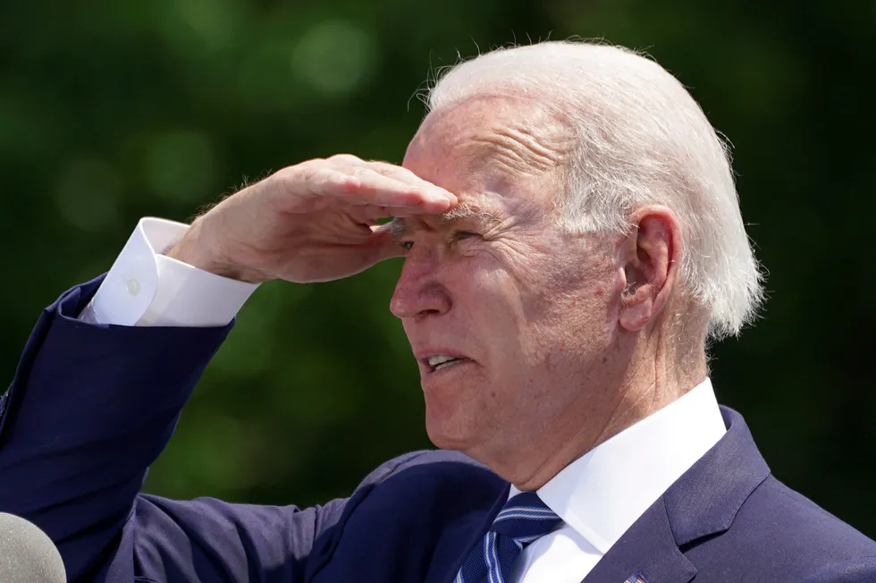 Forward thinking: US President Joe Biden looks out into the crowd during the US Coast Guard Academy commencement ceremony in the US state of Connecticut on 19 May 2021