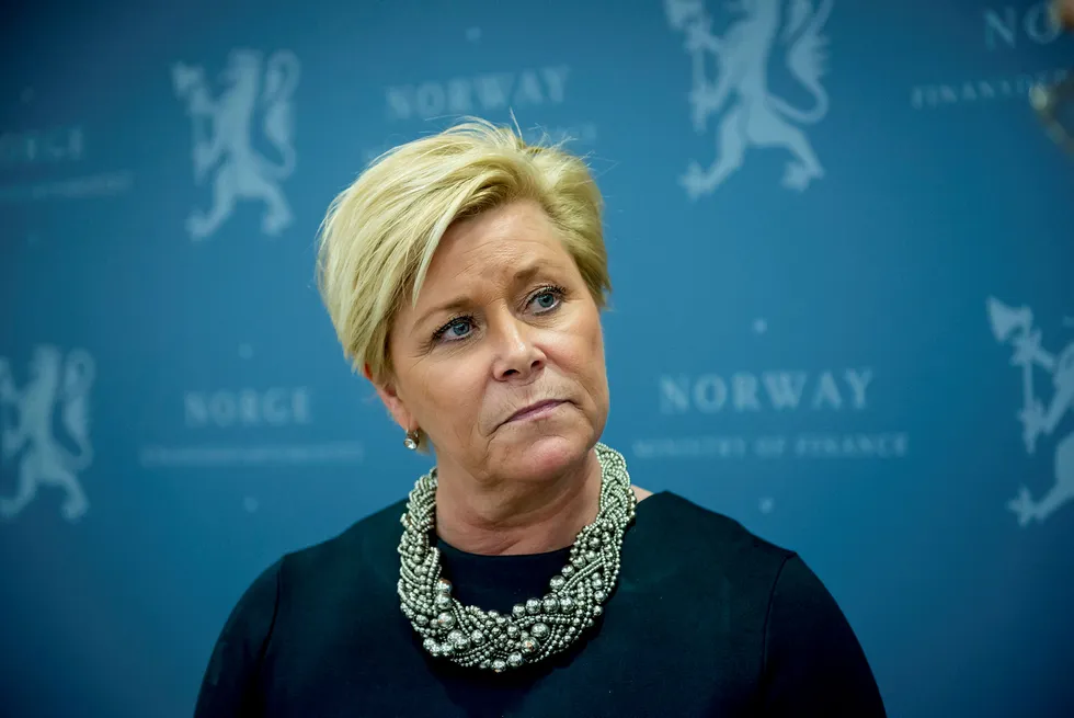 Finansminister Siv Jensen (Frp) får kritikk av finanskomiteen på Stortinget. Foto: Gorm K. Gaare