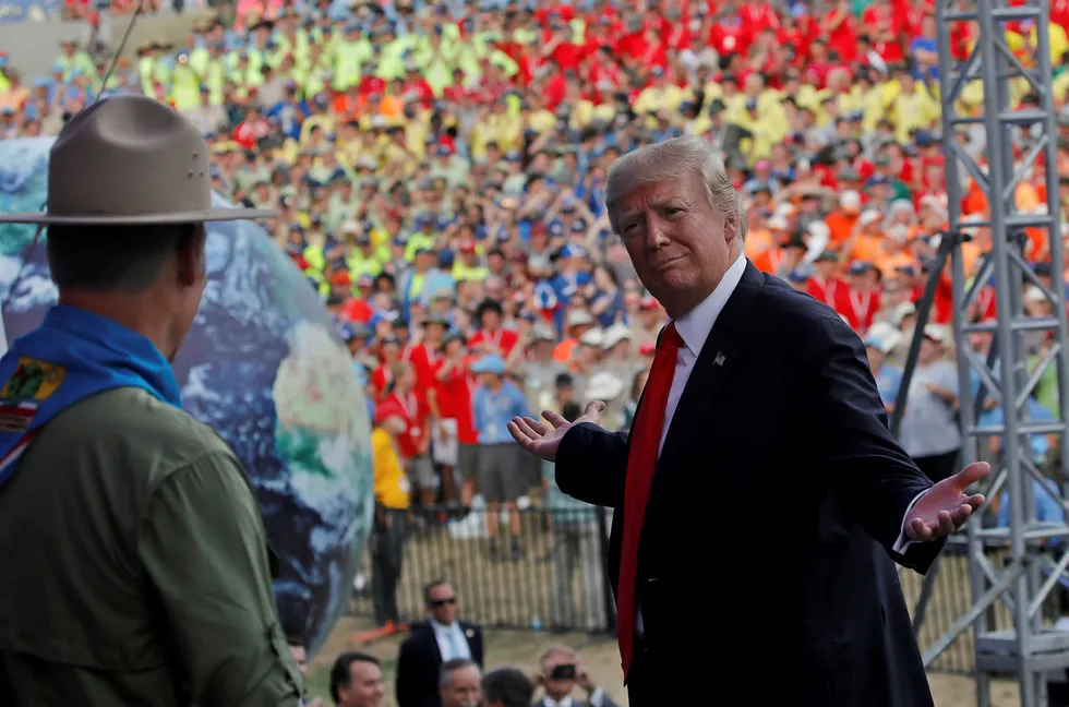 Donald Trumps tale til 30.000 guttespeidere tidligere i uken har satt sinnene i kok hos mange. Foto: Carlos Barria/Reuters/NTB scanpix