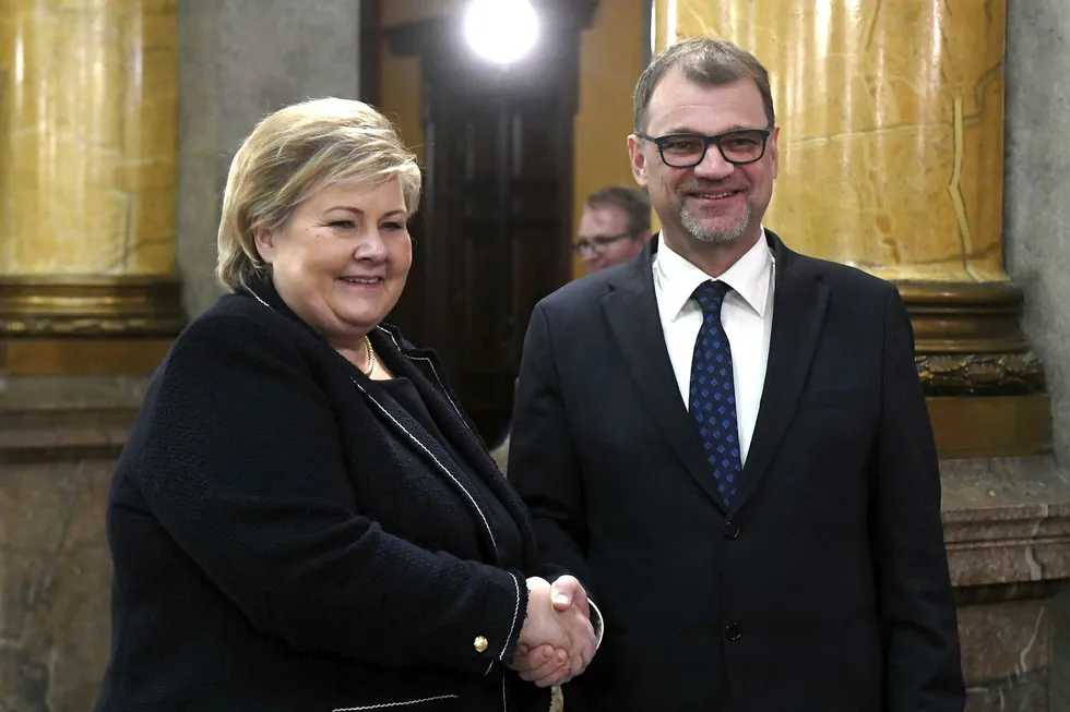 Finlands statsminister Juha Sipilä tok i mot sin norske kollega Erna Solberg i januar.