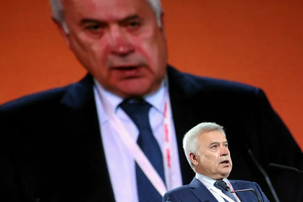 Looking ahead: Lukoil chief executive Vagit Alekperov speaking at an industry event in Moscow