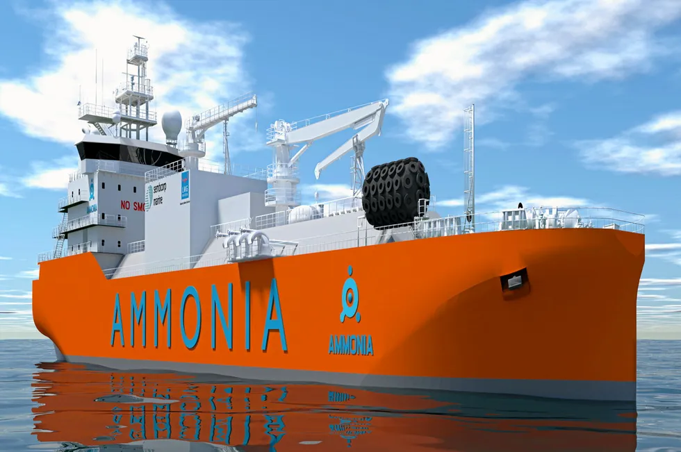 The design of an ammonia bunker vessel, by Singapore's Sembcorp Marine.
