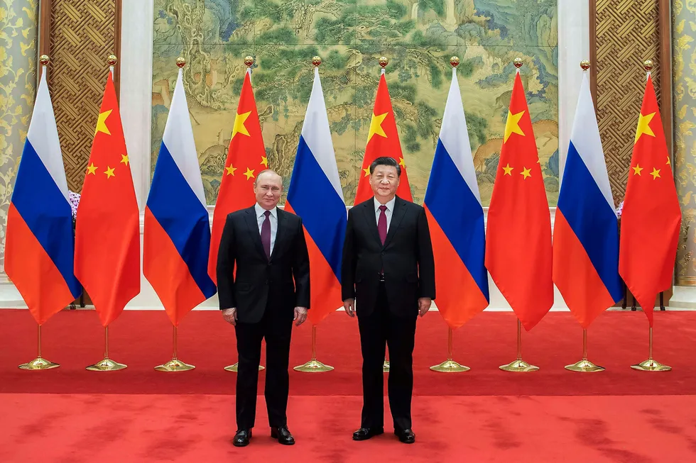 Side by side: China’s President Xi Jinping (right) meets Russian President Vladimir Putin during the Winter Olympics in Beijing