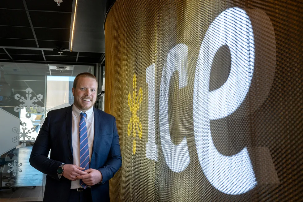 Administrerende direktør Eivind Helgaker i Ice Group kunne følge med på selskapets kraftige børsoppgang onsdag.