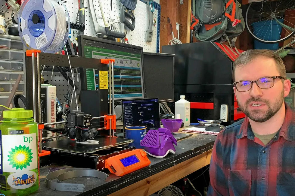 3D printing: Ricky Burns, business transformation team lead for the UK supermajor in the US Gulf and Canada, shows off his garage 3D printing operation