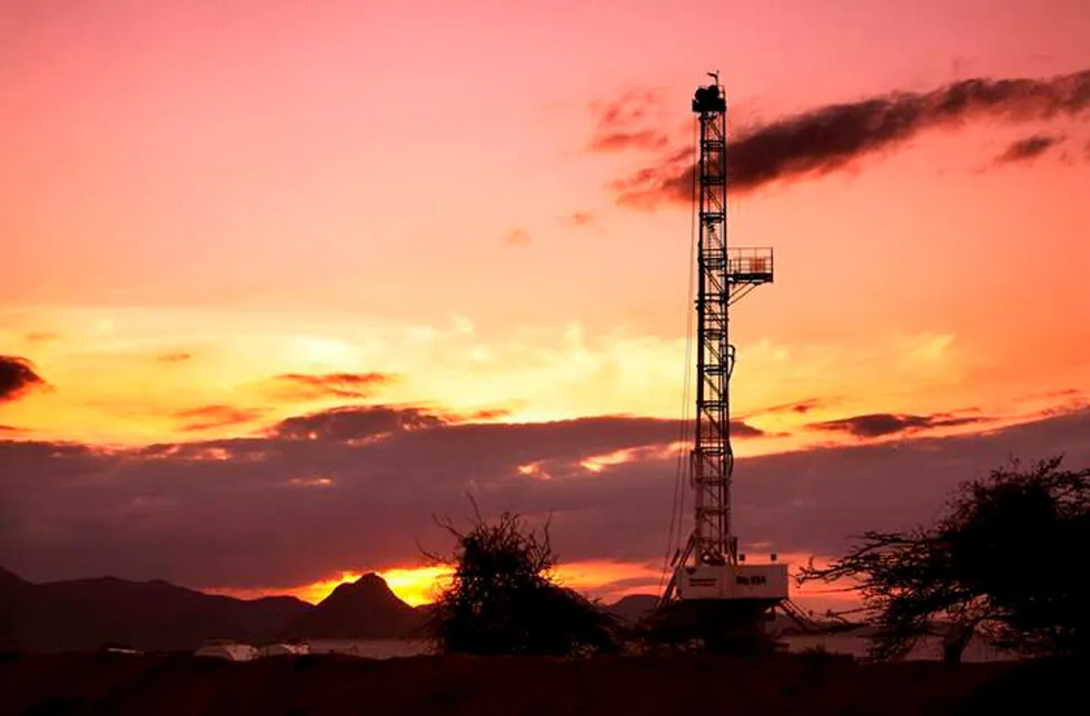 Big plans: an oil rig used to drill the Ngamia-1 discovery well in 2012 in Tullow Oil's Lokichar basin assets in northern Kenya