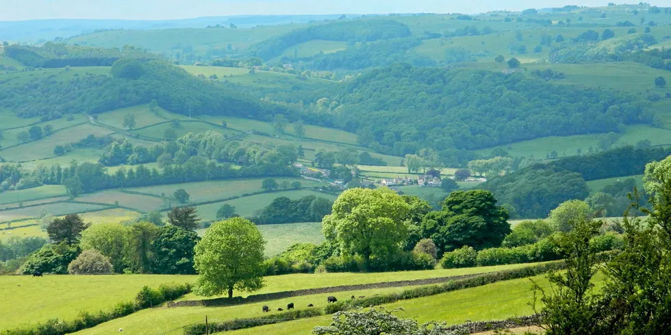 Hills near the village of Ashleyhay in Derbyshire, England.