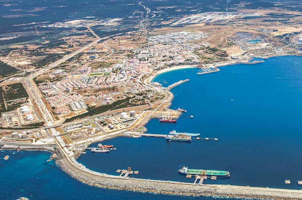 An aerial view of the Port of Sines.
