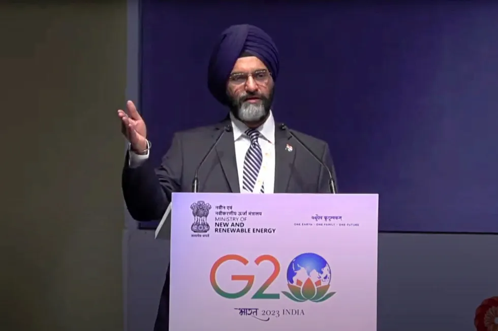 Bhupinder Singh Bhalla, Secretary of India's Ministry of New and Renewable Energy, speaking in May at the Third Energy Transitions Working Group meeting under India's G20 Presidency.