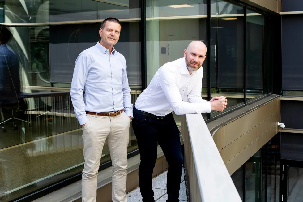 (Fra venstre) Administrerende direktør Terje Wibe og finansdirektør Fredrik Eeg i Mercell.