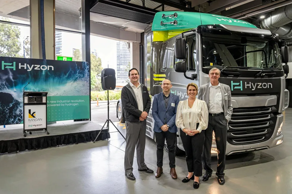 The presentation of Hyzon Australia's 's new 200kw fuel cell and powertrain in Melbourne in March 2024.