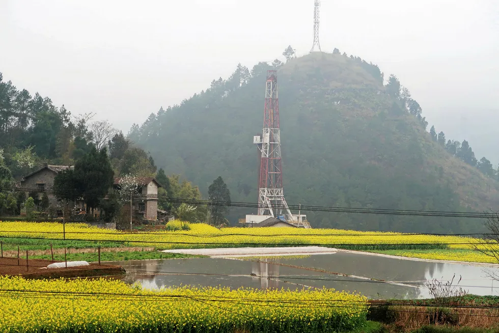 Ambitions: a shale gas drilling rig in Chongqing, China