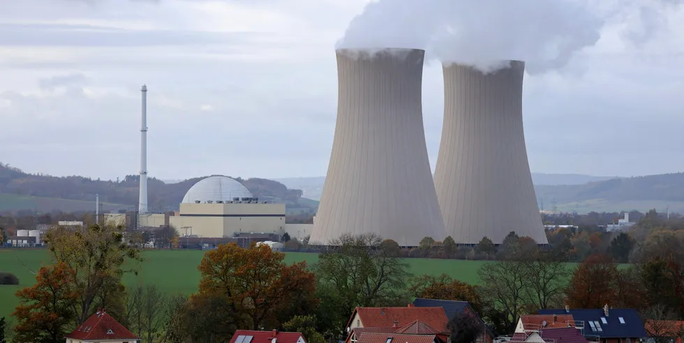 Grohnde Nuclear Power Plant near residential houses in the village of Latferde, one of three reactors shuttered at the end of 2021 in Germany