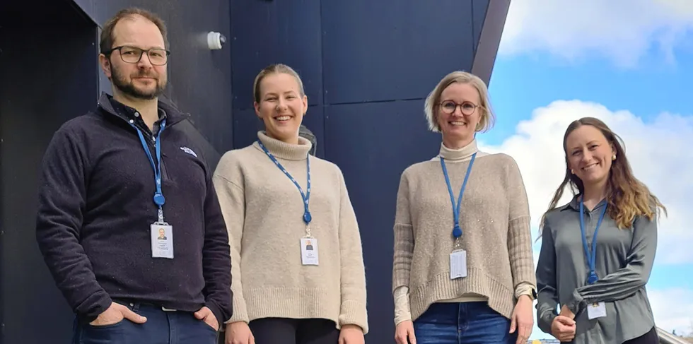 Dette er de fire nyansatte energikoordinatorene i Tensio: Fra venstre: Stefan Forbergskog, Malin Eidem, Tonje S. Hermansen og Kristin Fagerli.