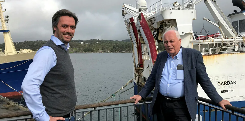 SØNN OG FAR: Rederne Christian Halstensen og Inge Halstensen i Austevoll hadde nok et godt år i fjor.