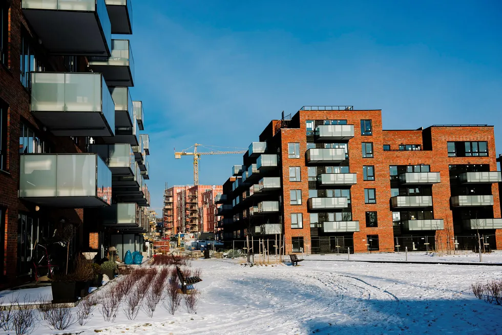 Boligprosjektet Krydderhagen på Hasle i Oslo, hvor AF Gruppen bygger over 500 leiligheter. Foto: Fartein Rudjord