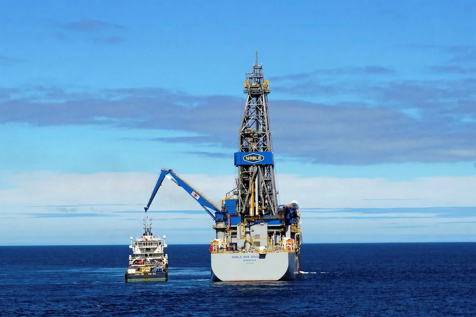 Back then: the drillship Noble Bob Douglas worked for Anadarko in New Zealand in early 2014.