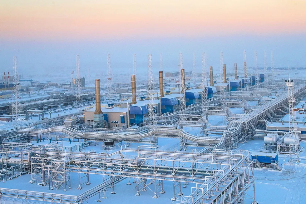 Infrastructure benefits: gas-fired electric energy generators at the Urengoy field in West Siberia, Russia