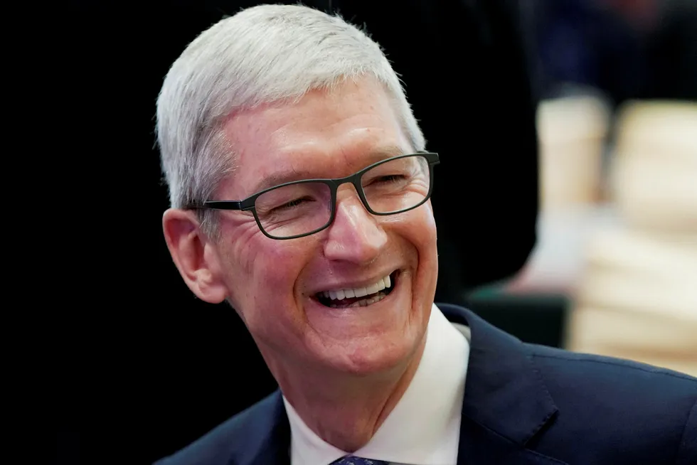 Apple-sjef Tim Cook la frem resultatene for Apples andre kvartal tirsdag 1. mai. Foto: NTB Scanpix/REUTERS/Jason Lee