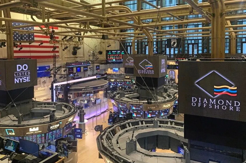 On display: Diamond Offshore logos inside the New York Stock Exchange